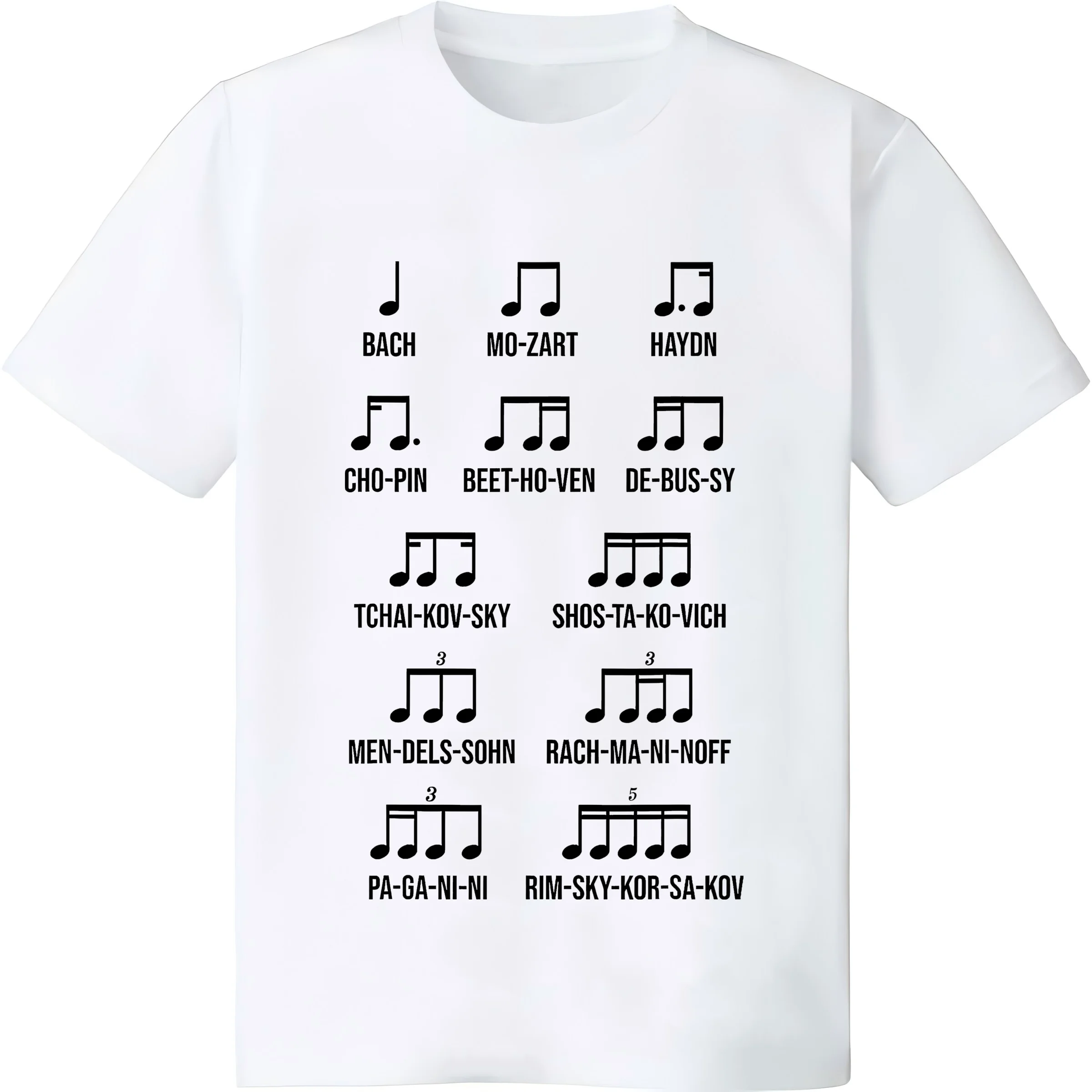 Composer Rhythm Music Gift Bach Mozart Beethoven Chopin T-Shirt