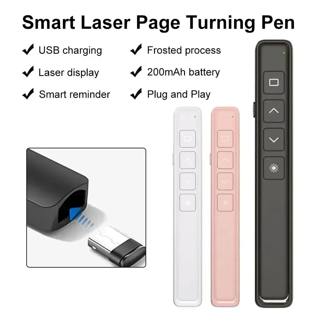 B6 Wireless Multimedia Page Turner Infrared 2.4GHz Presentation Clicker USB Charging PPT Presenter Teacher Presenter