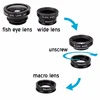 3in1 Fisheye Wide Angle Micro Camera Lens for iPhone Xiaomi Redmi 3in1 Zoom Fish Eye Len on Smartphone Lenses with Phone Clip 3