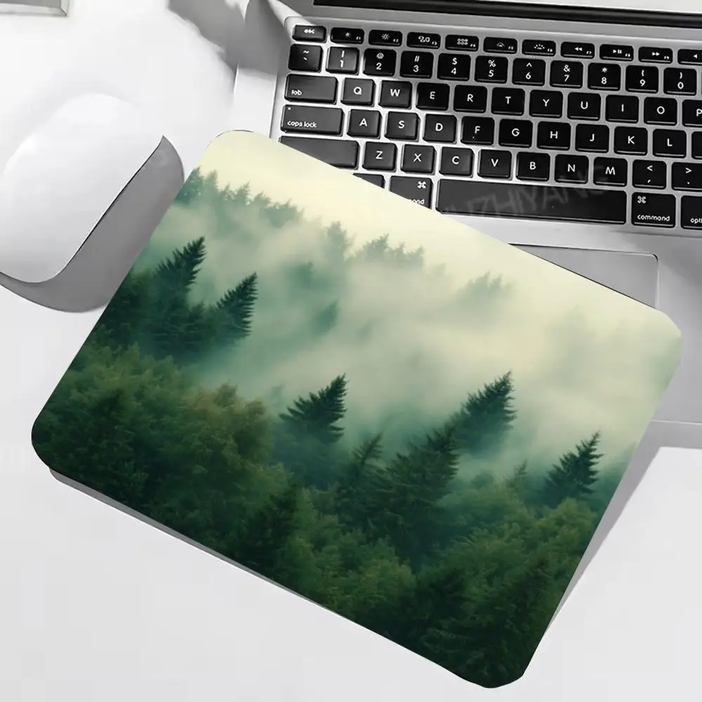 Foggy Mist Pine Forest Minimal Nature Art Mausepad Gamer Keyboard  small mousepad 22*18/25*29CM Office PC Accessories 40*45cm