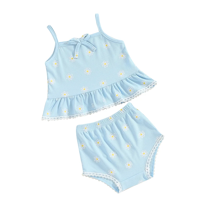 

Baby Girls Shorts Outfits Floral Print Sleeveless Cami Tops with Shorts 2Pcs Set