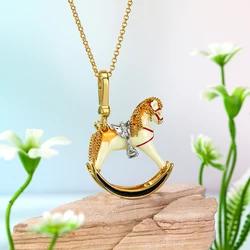 1Pc Fashion Niche Enamel White Pony Pendant Necklace for Women Cool Cute Party Jewelry Keychain Pendant Halloween Gifts