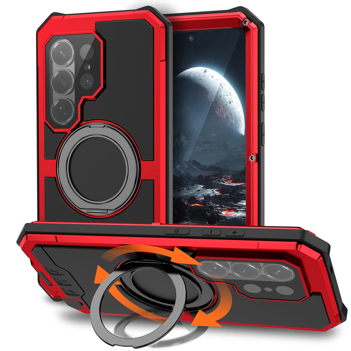 

Case for Samsung S26 Ultra 360° Rotating Kickstand Military Shockproof Aluminum Silicone Wireless Charging Full Coverage Case