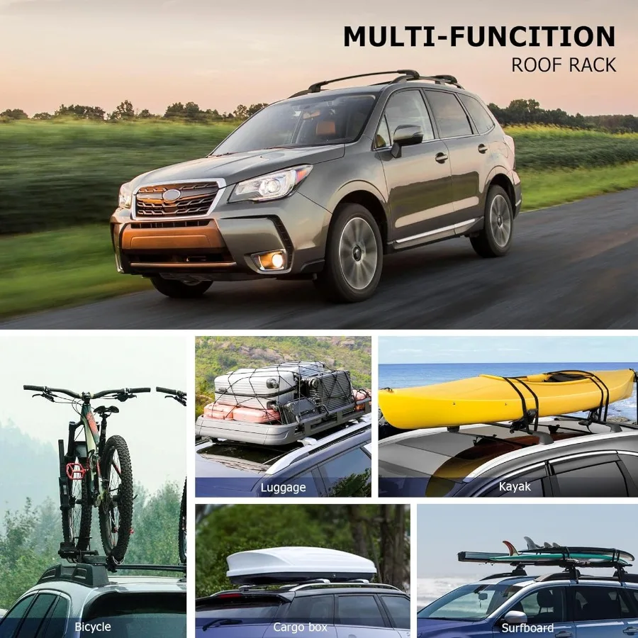 220 رطل حامل سقفي قضبان متقاطعة لـ 20142025 فورستر ليس للبرية مع قفل الألومنيوم سيارة البضائع العارضة على السطح الأمتعة كاي #6