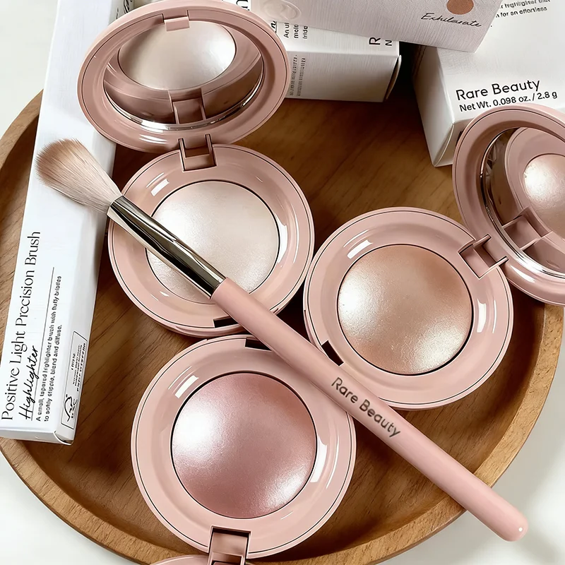 Rare Beauty High Gloss Highlight Matte Pink Fine Powder Cream Blusher Lasting Shiny Face Brightening Integrated Plate Glitter