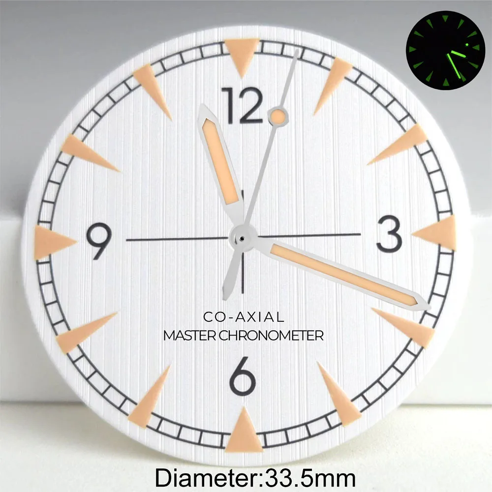 33.5mm NH35 S Logo Dial Blue Black White Vertically Brushed Dial for NH35 Movement vintage Rail Master Modification Parts