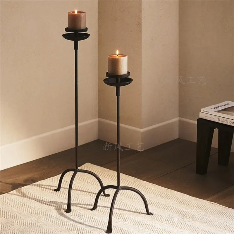 Vintage European Candle Holder Tall Tripod Stand French Style Branch Design Home Decor Atmosphere Lighting Accessory for