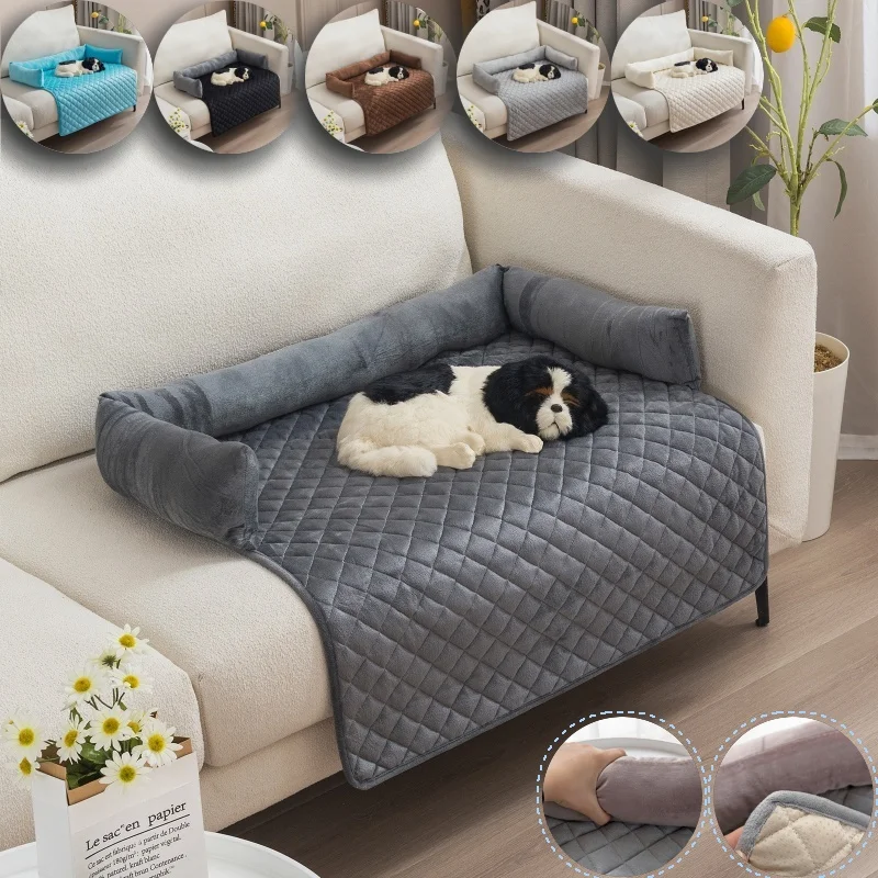 

Pet Dog Cat Pad with Plush Pillow Sofa/bed/car Seat Cover Multi-Use Pet Dog Mat Nest for Travel & Indoor Dogs Soft Bed Blanket
