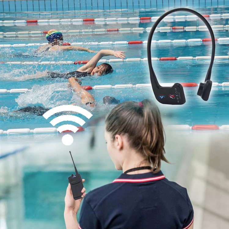 Waterproof Water Sports Training System FM Transmitter Open Water Training Wireless Earphone Bone Conduction Headphones