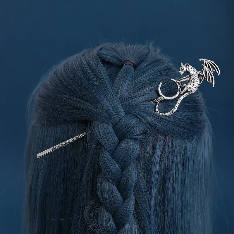 1pc Niche Design Viking Retro Moon Hair Cat Bat Wing Clip Fashion Personalized Hairpin Nordic Party Role-playing Hair Accessory