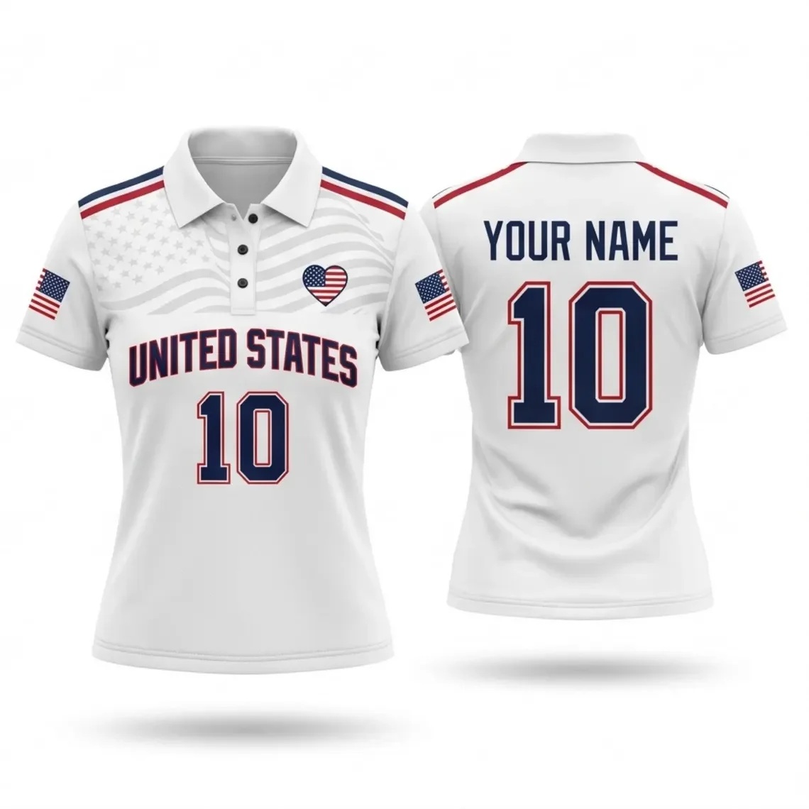 United States Women Crop Top Baseball Jersey Mesh Crop Top, Women's Polo Shirt, Country Flag Fan Outfit for Game Day Supporters