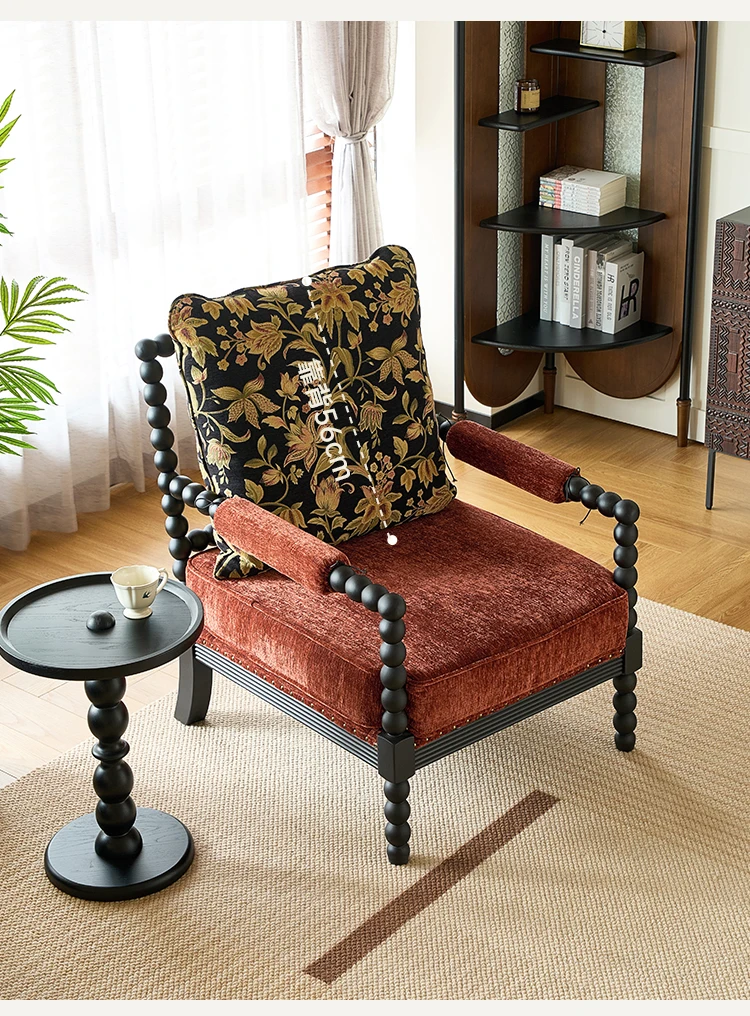 

Диван-стул/французский ретро-одиночный диван, американский ленивый диван из массива дерева, черный повседневный стул, стул «Тигр»