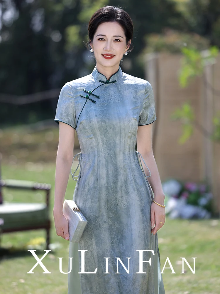 

Ele een Dr for Middle-Aged Mothers 2025 Summer Sle Retro Embroidered ort Sve Formal Wear for adua...