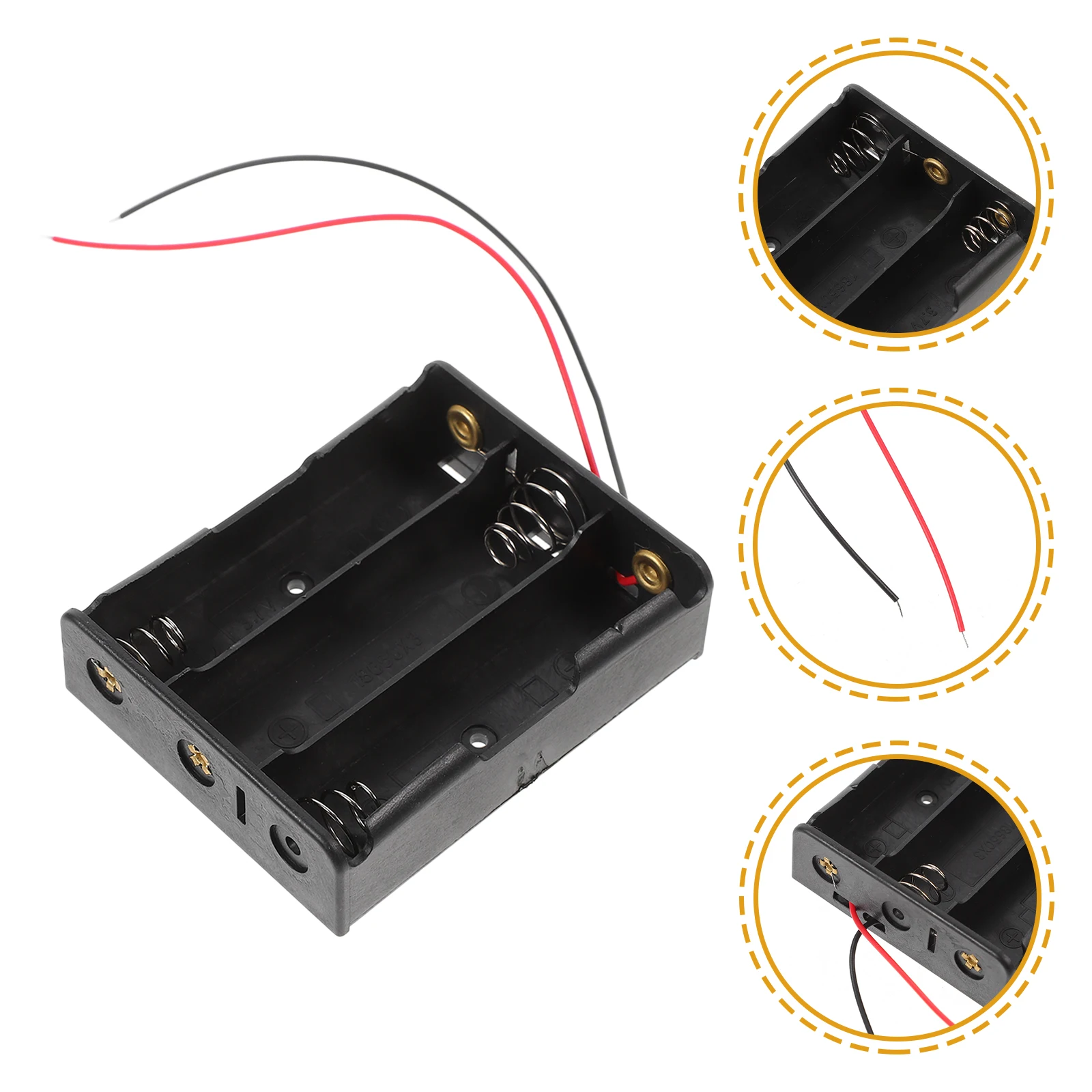 

6pcs 3 X 3.7V Aa Holder Plastic Storage Case 14Cm Wire Connector Durable Lightweight For Portable Use