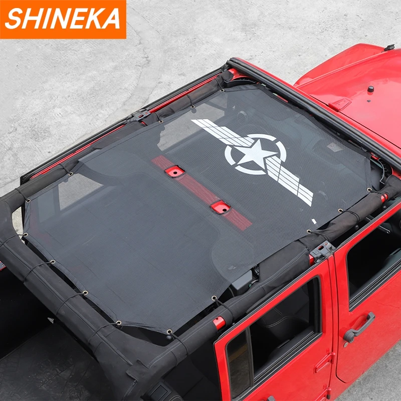SHINEKA Car Roof Top Sunshade Cover Mesh Insulated Net Accessories fit for Jeep Wrangler JK 4 Door 2007 2008 2009 2010 2011-2017 view 5