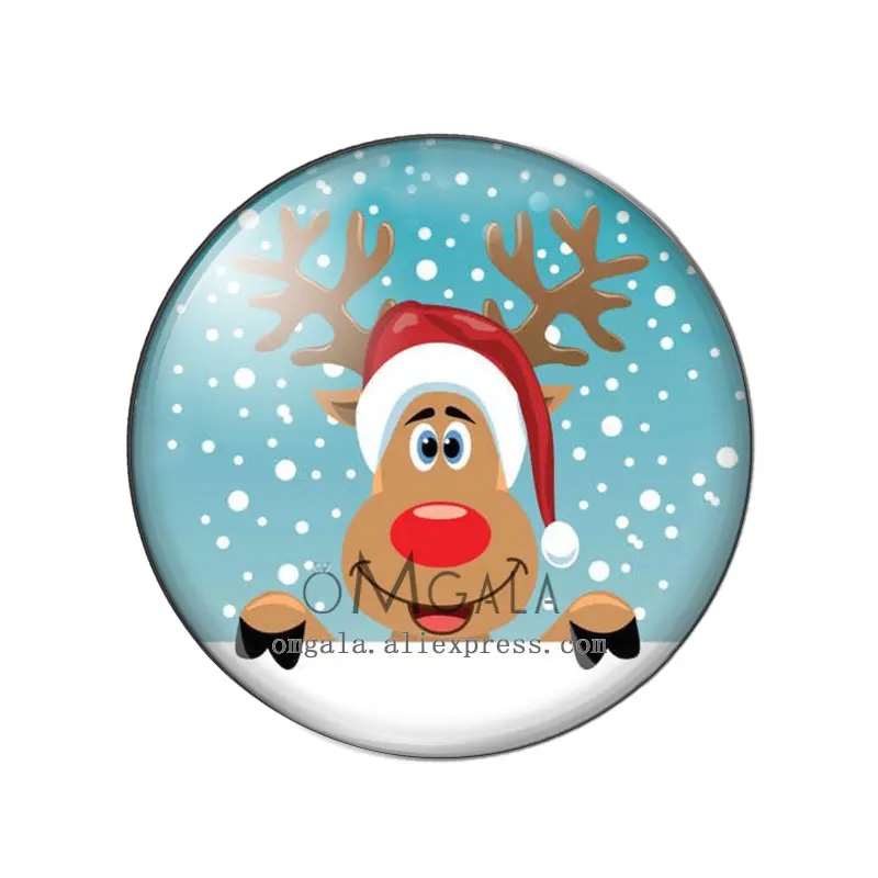 Fashion Cute Christmas Deer Paintings 10/12/14/16/18/20/25/30mm Round photo glass cabochon demo flat back Making finding