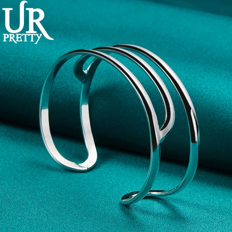 925 Sterling Silver Adjustable Opening Brief Bangle Bracelet For Women Party Gift Engagement Wedding Fashion Jewelry image 5