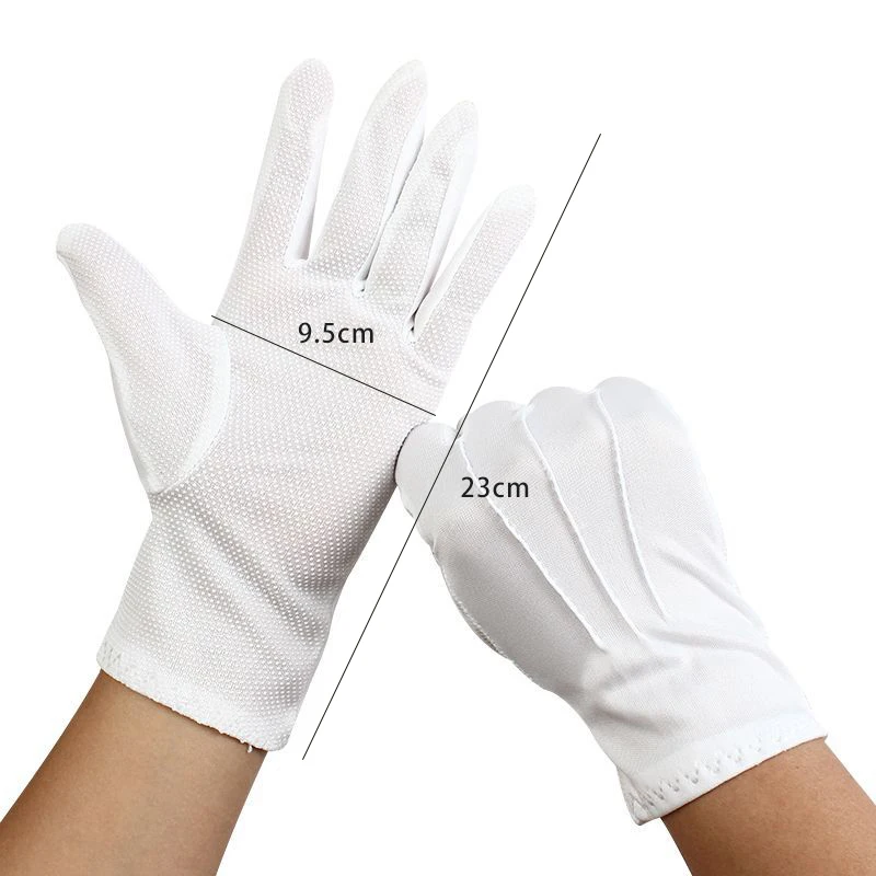 2/6 Paar rutschfeste Vollfinger-Etikette für Herren und Damen, weiße Baumwollhandschuhe, Kellner/Fahrer/Schmuck/Arbeiter-Fäustlinge, Schweißhandschuh – Detail 11