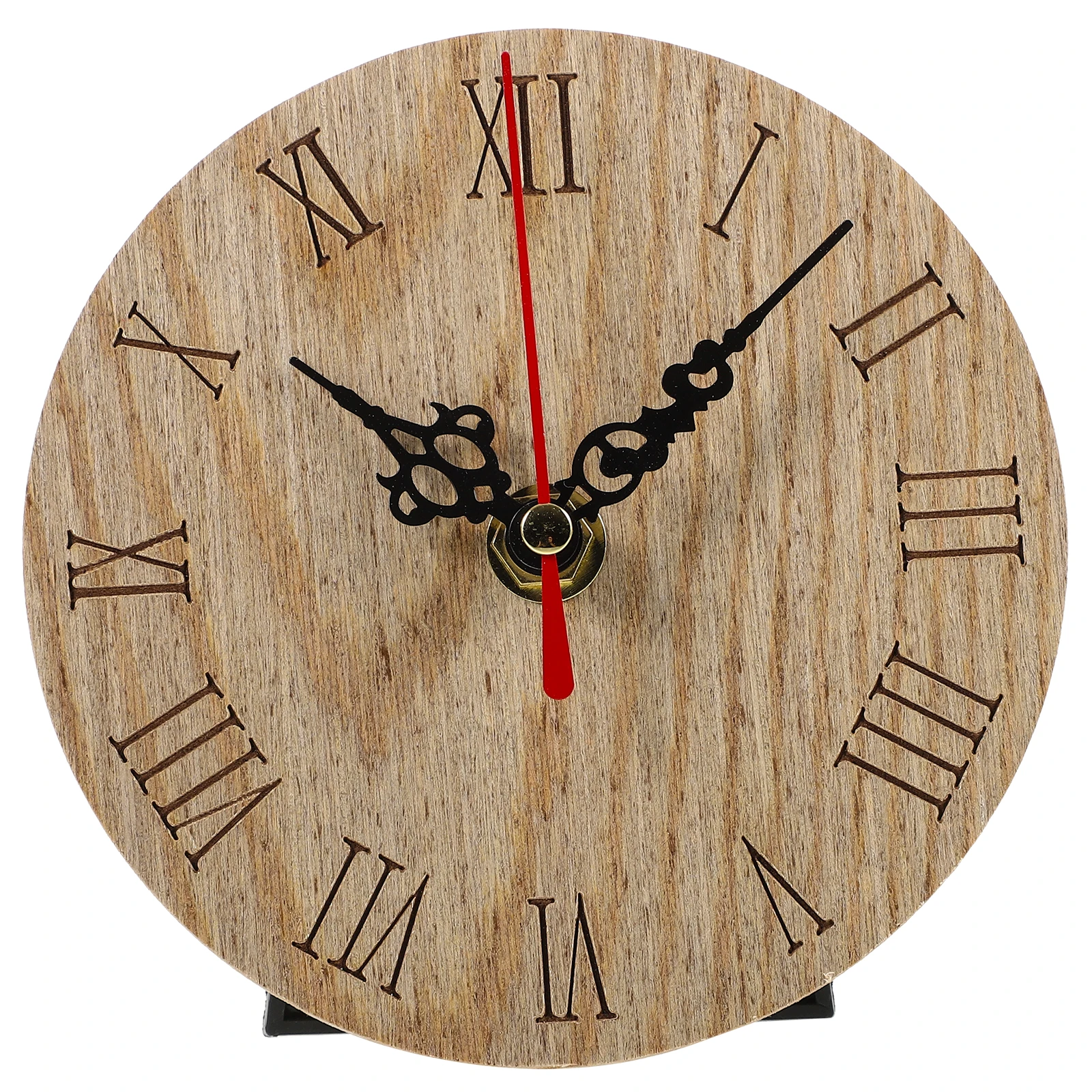 

Retro Round Wall Vintage Home Decor Small Desk Metal Roman Hanging Non Ticking Bedroom Clock Wooden Wall Clock Retro Style