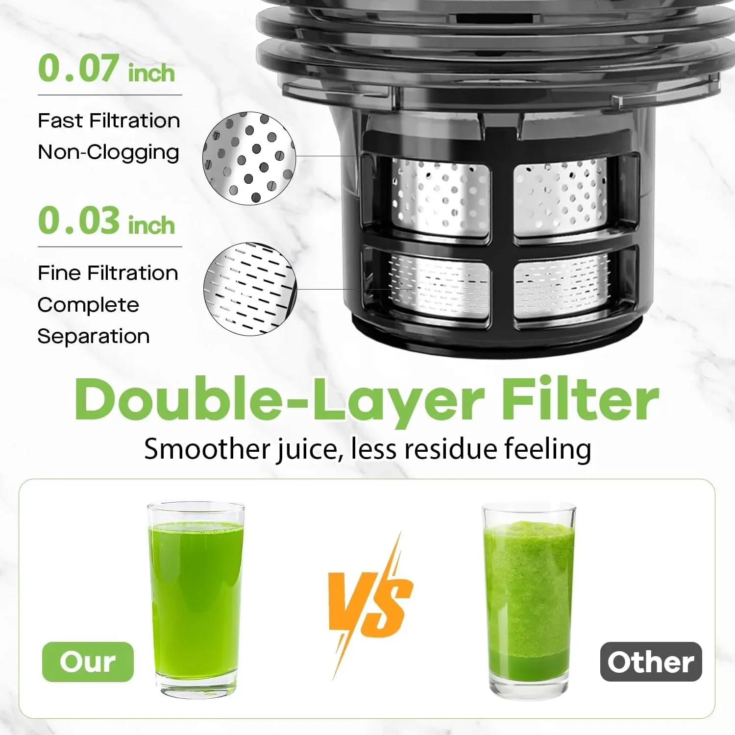 Juicer, 5.82" Wide Feed Chute Juicers with 350w Power Motor, Slow Masticating Juicer Machine with High Juice Yield for Whole Veg