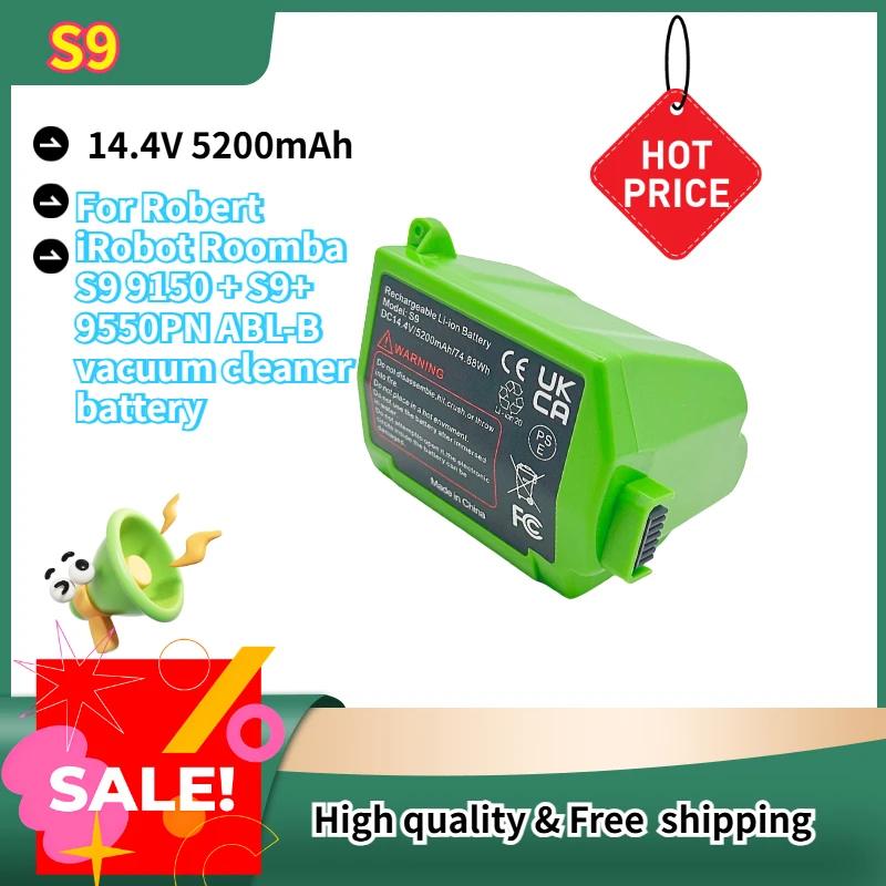 

14.4V 5200mAh For Robert iRobot Roomba S9 9150 + S9+ 9550PN ABL-B vacuum cleaner battery