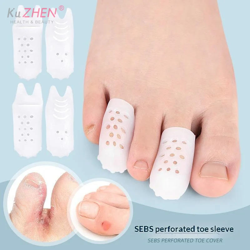 1pair Perforated Toe Protectors With Breathable Holes Soft Cushion Perfect For Walking Running Prevent Blisters Reduce Friction
