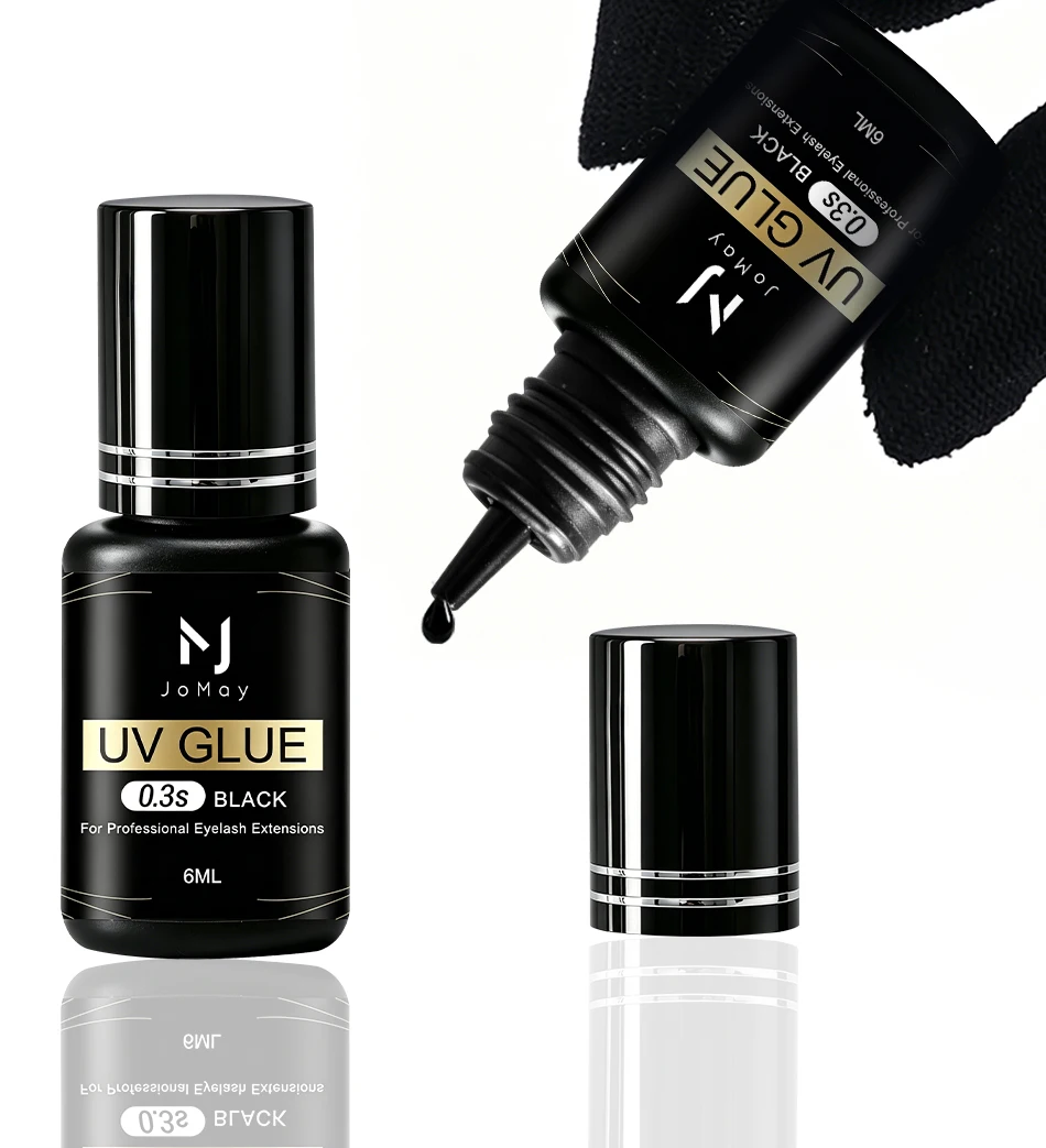 JOMAY UV-Wimpernkleber für Wimpernverlängerungen, wasserfest, langlebig, 0,3S, schnell trocknend, lila-schwarzer Kleber für Profis – Detail 3