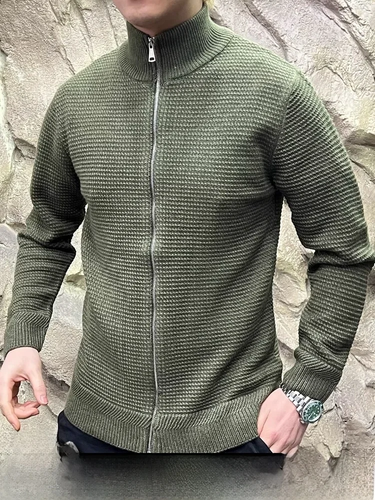 

Men's Wool Blend Knitted Sweater Stand Collar 3D Pine Pattern Casual Sle Long Sve Breathable Skin-friendly Jaet