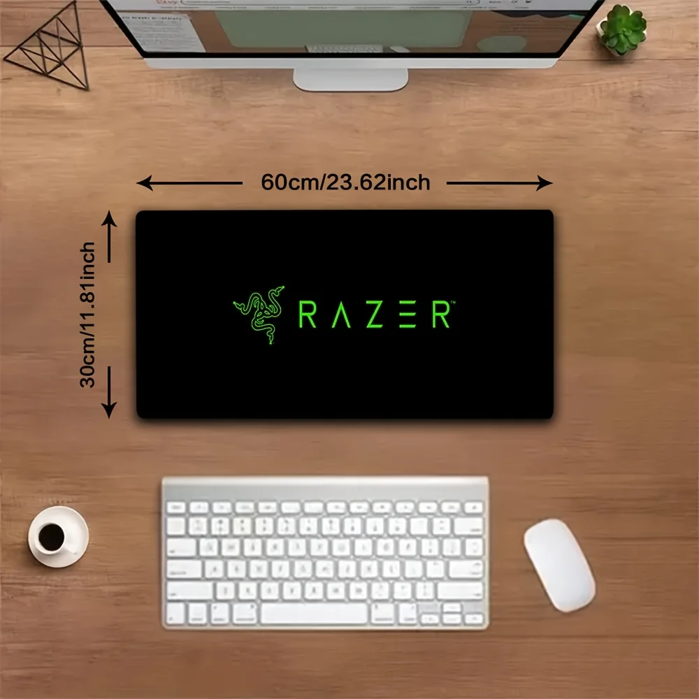 IFBUY Large Mouse Pad Rubber Non Slip Gaming Desk Mat Black Background Green Snake Logo Pattern Art Office Laptop Protector