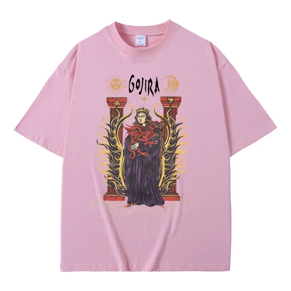 المعادن روك باند Gojira Merch تي شيرت الصهارة تي شيرت الثروة تي شيرت الرجال النساء موضة المتضخم التي شيرت القطن خمر تي شيرت #6