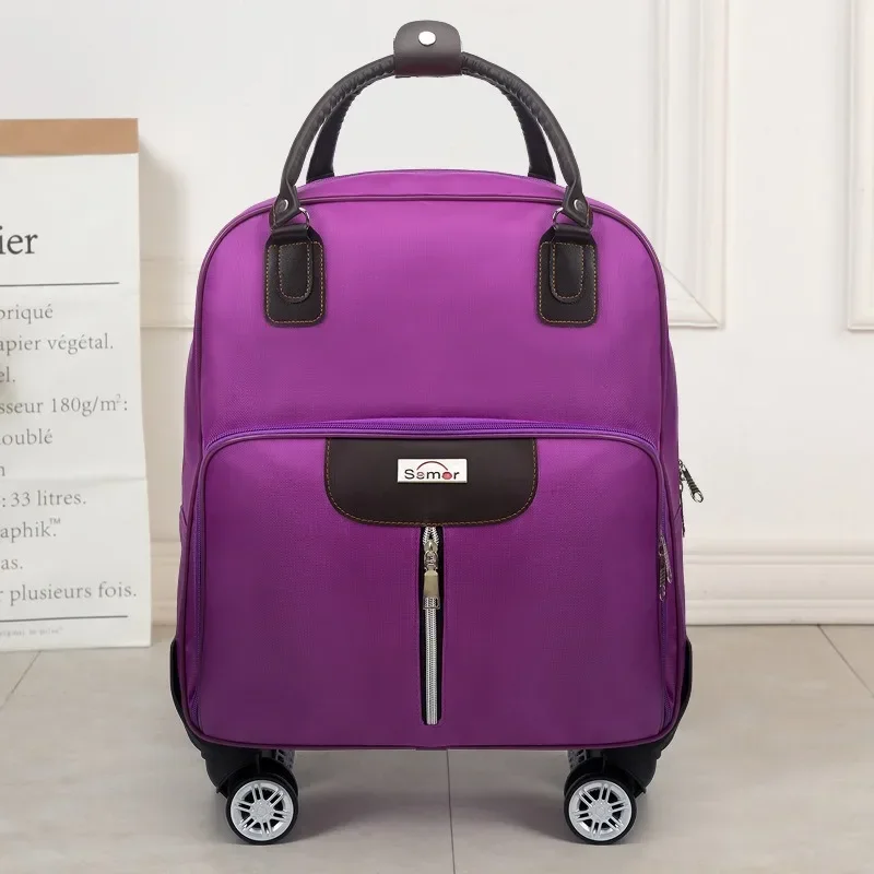 New Fabric Rolling Travel Bag - Large Capacity Foldable Wheeled Suitcase with Telescopic Handle, Zippered Closure