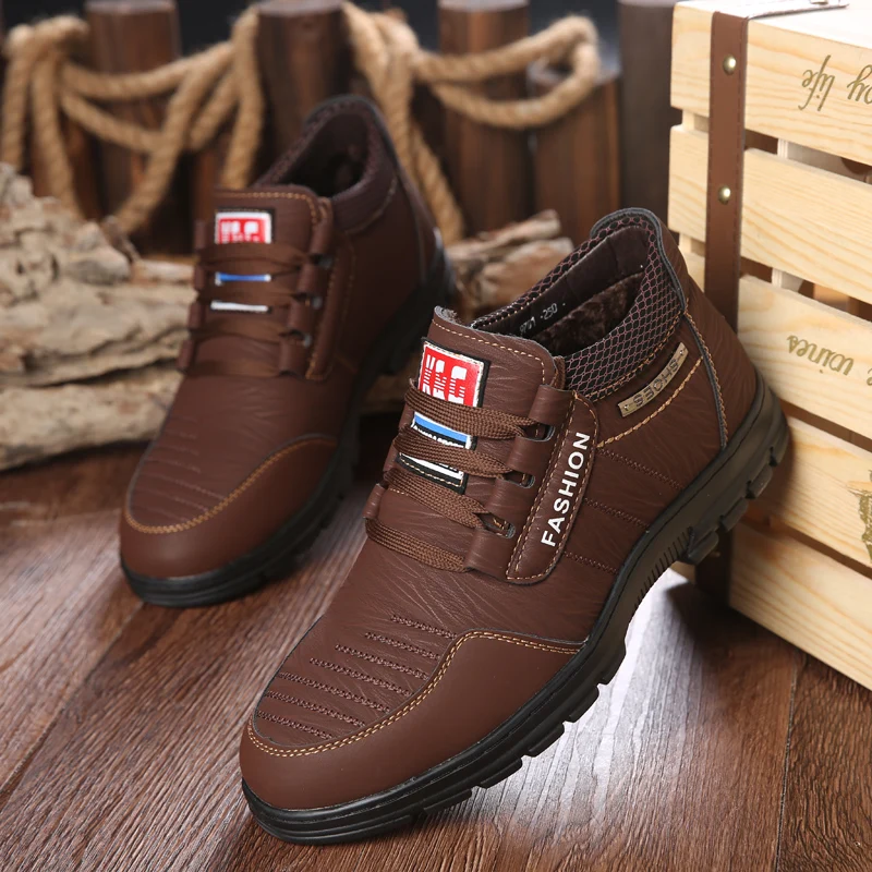 2024 Winter Fashion New Men\'s Boots Leisure Luxury Casual Work Shoes Male Sneakers Keep Warm Snow Boot Non-slip Men Cotton Boots