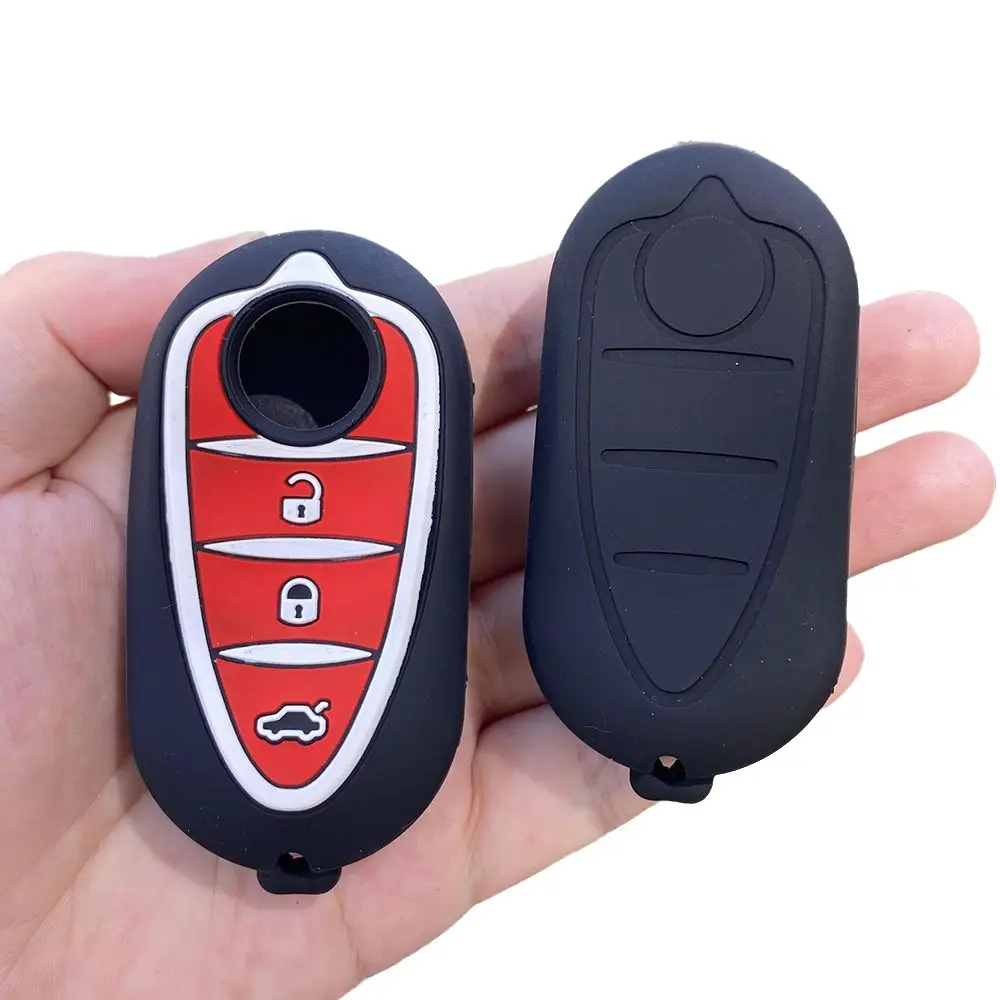 Silicone Car Key Case for Alfa Romeo Mito Giulietta GTO 159 GTA 4C Mito 3buttons flip remote rubber cover protector shell holder