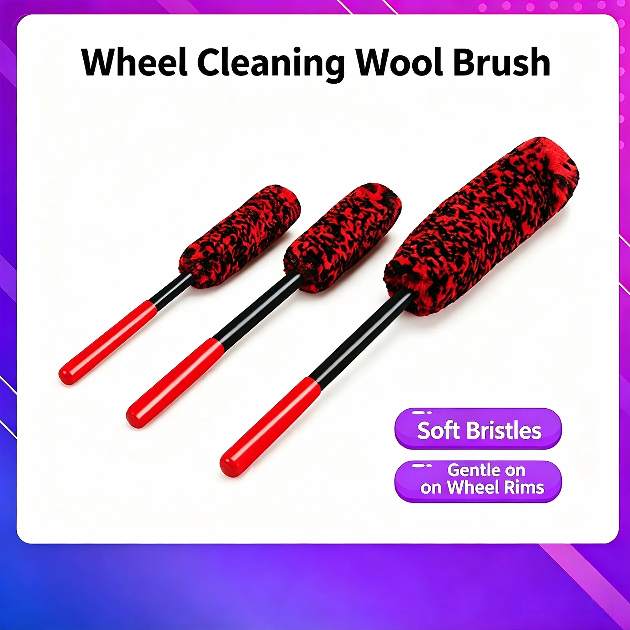 Soft Plush Car Wheel Rim Cleaning Brush Long Handle Auto Alloy Wheel Detailing Brush Super Soft Wool Car Wash Cleaner Tool