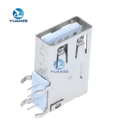 10pcs USB 2.0 A Female TYPE PCB Mount Socket Connector USB Vertical Side Inser Female Jack Connector LongType 90 Degree