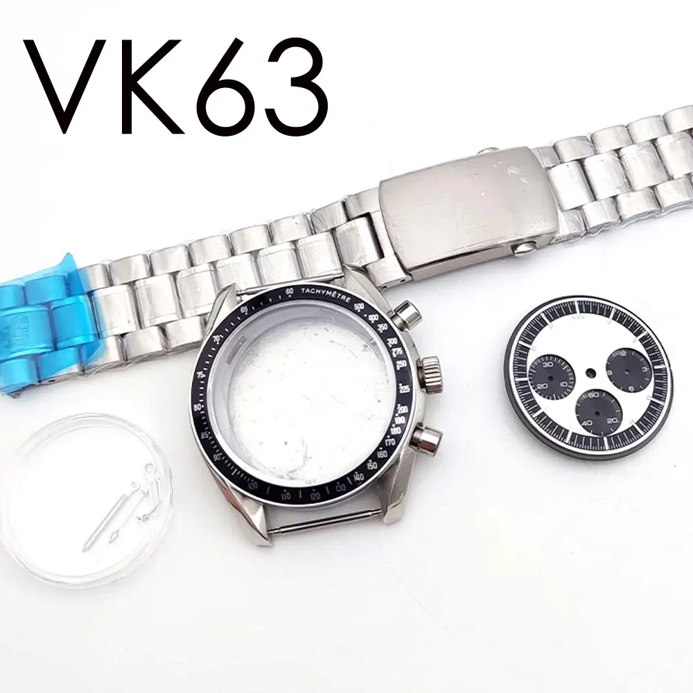 

VK63 Chronograph Watch Case 40mm for VK64 Quartz Movement for SPEED MASTER Style Men Watch Stop Watch Case 316L Stainless Steel