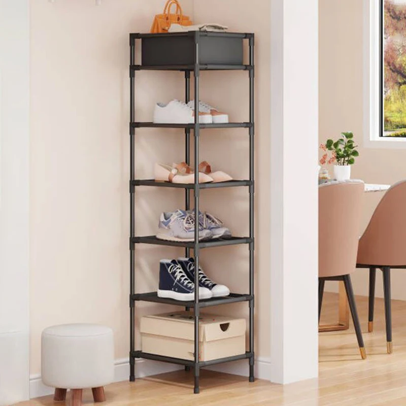 

Home Shoe Organizer Foldable Shoe Rack Multi-layer Home Removable Shoes Shelf with Storage Basket Corner Closet Shoe Cabinet