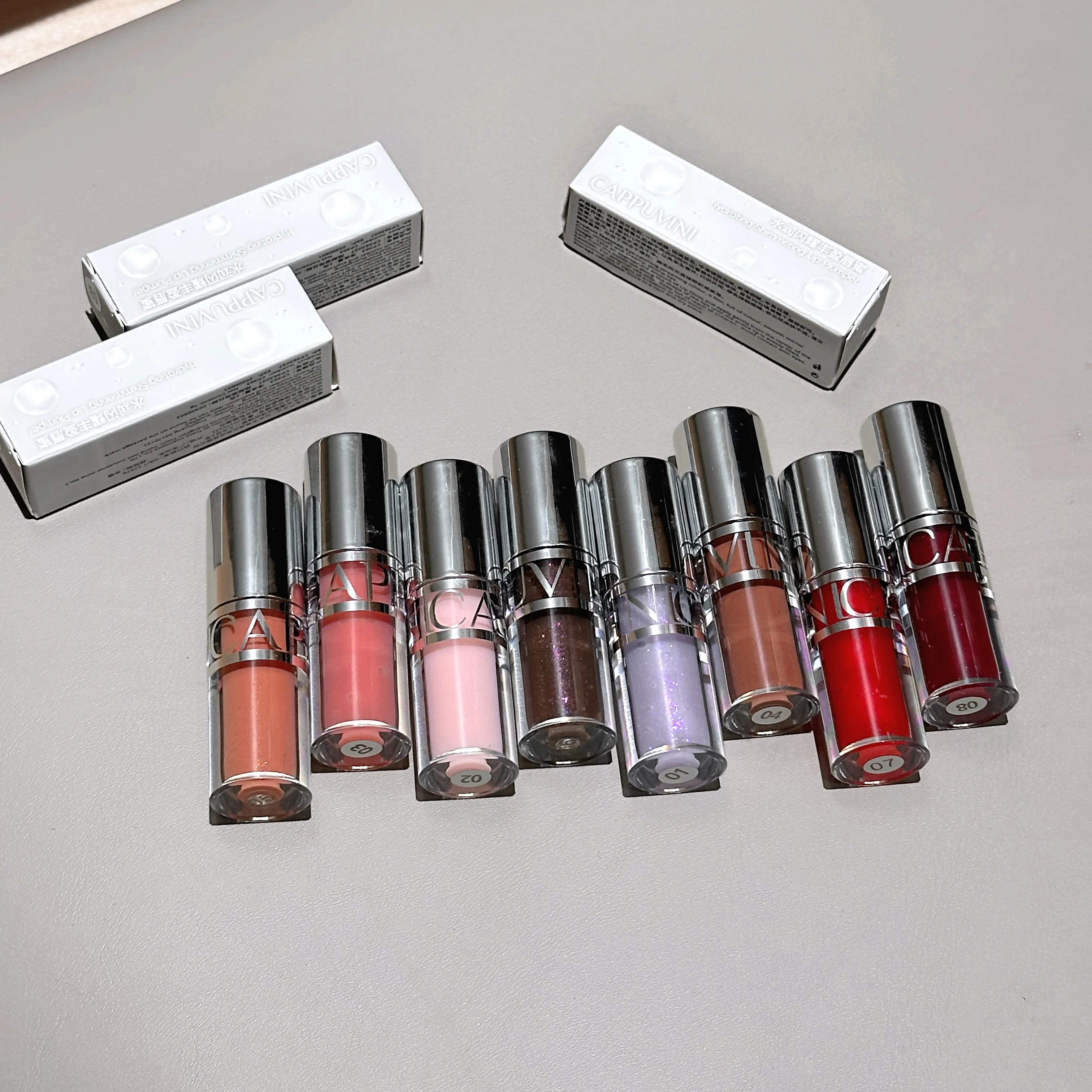 ピーチピンクの保湿リップグロス、微細な輝きで長持ち、べたつかないジェリーリッププランパー、韓国風メイク