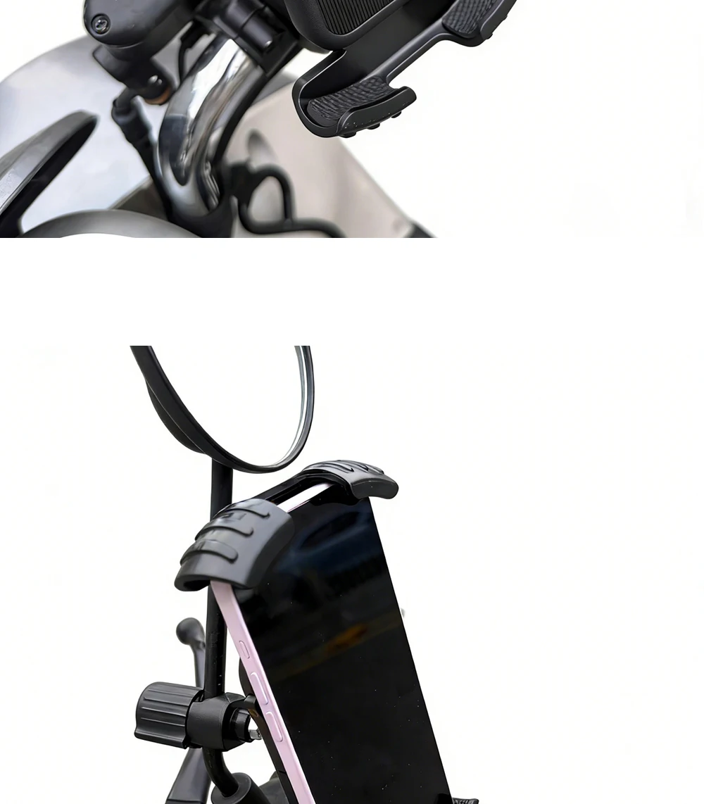 Motorrad-Rückspiegelhalterung Fahrrad-Handyhalterung mit Drehknopf-Verriegelungsmechanismus für verbesserte Stabilität und Navigation – Detail 9