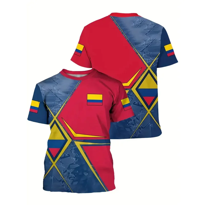 Colombia National Flag Graphics T Shirt For Men Women Fashion 3d Printed Short Sleeves T-shirt Mens Oversized Round Neck Tees