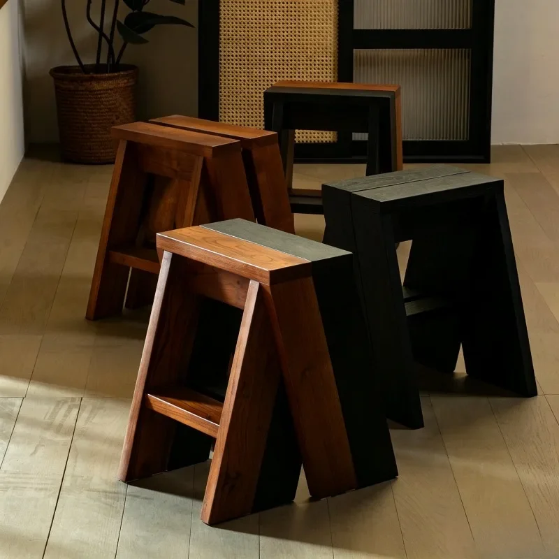 Solid Wood Footstool Creative Aesthetic Composable Rectangular Stools Living Room Decor Portable Wooden Chairs Home Furniture