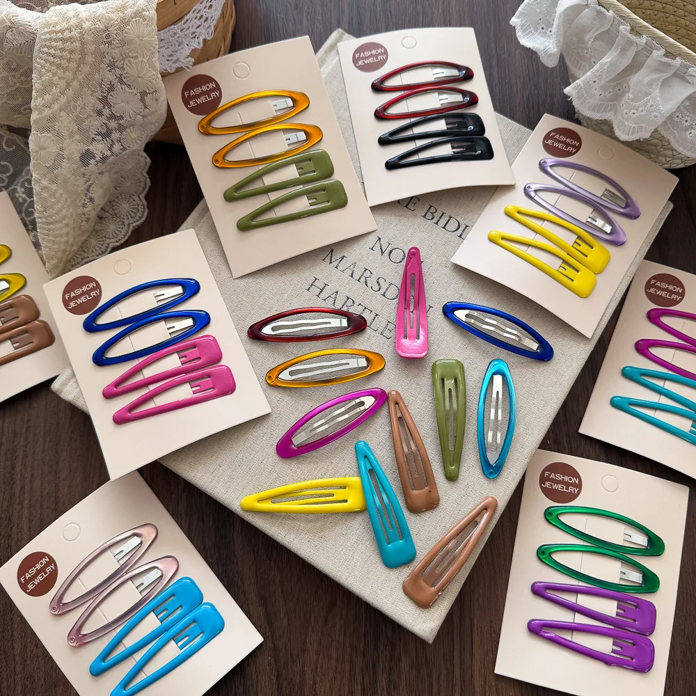 

4pcs Water Drop Colorful Kawaii Barrettes Metal Snap Clip BB Hairpins Women Girl Hairgrip Headwear Baby Kids Hair Styling Clips