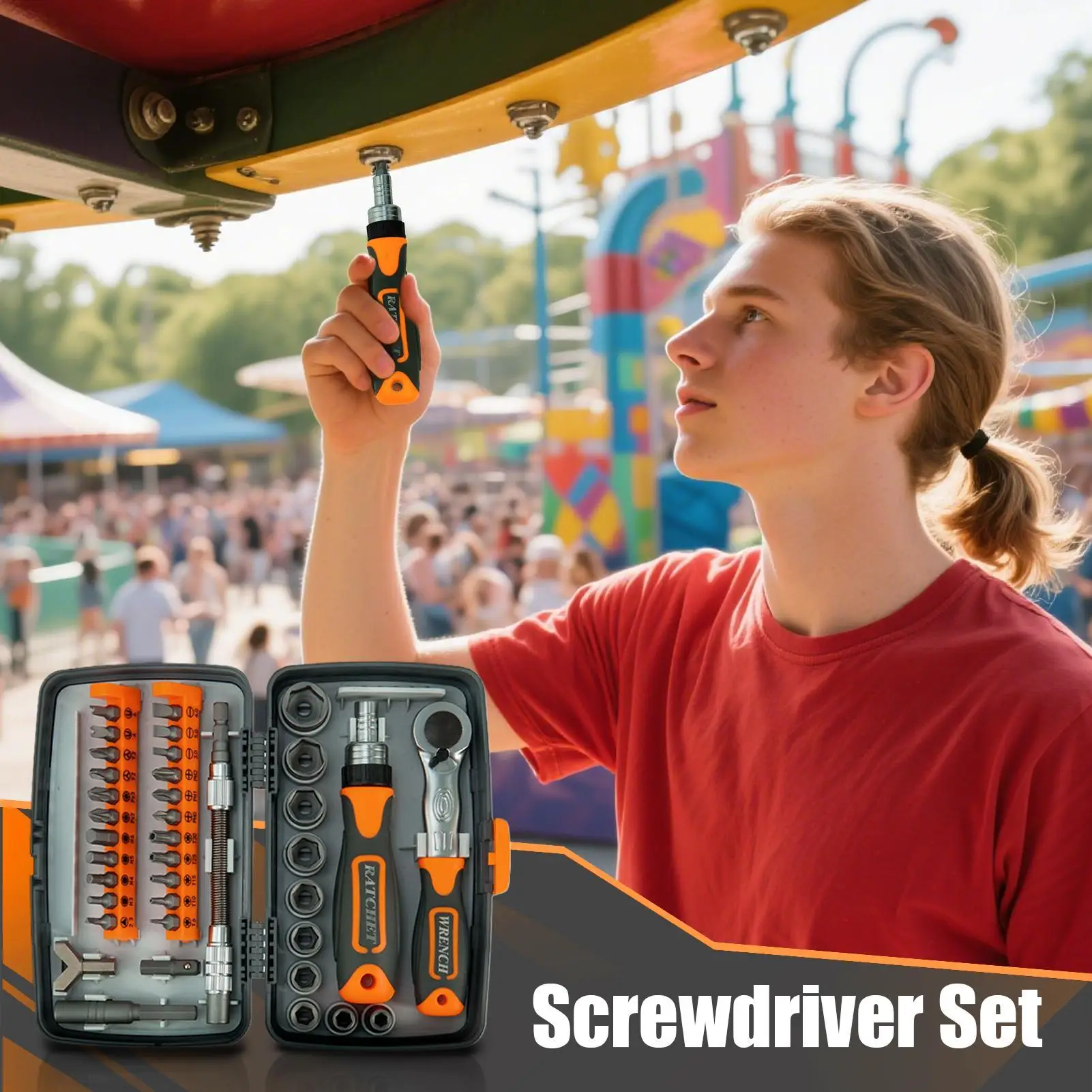 

Ratchet Screw Driver Set Kit 38 In 1 Ratchet Driver Set Non-Slip Precision Tool Wrench Adapter 10 Sockets 22 Bits For