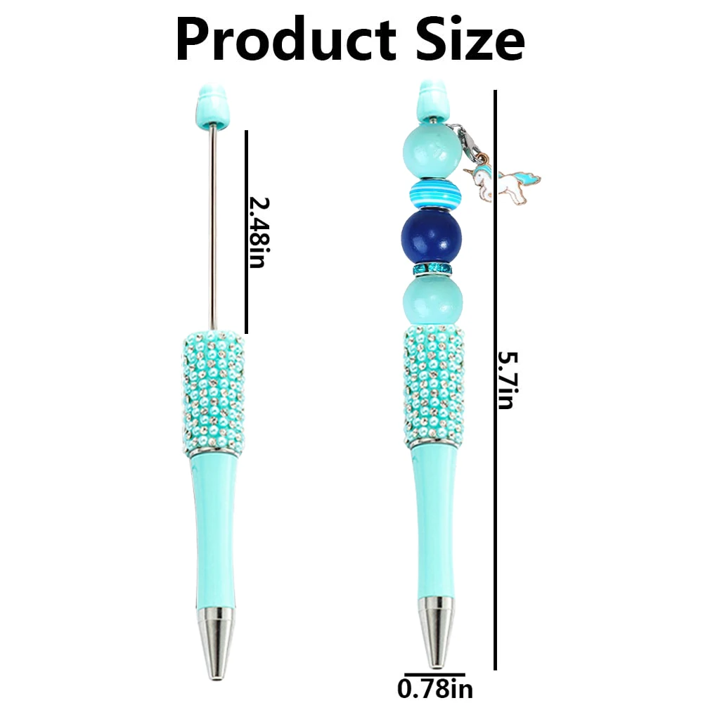 10Pcs Candy blue Diamond Bead Ballpoint Pen Handmade Sticking Beaded Pens Creative Colorful Rhinestone Pens School Supplies