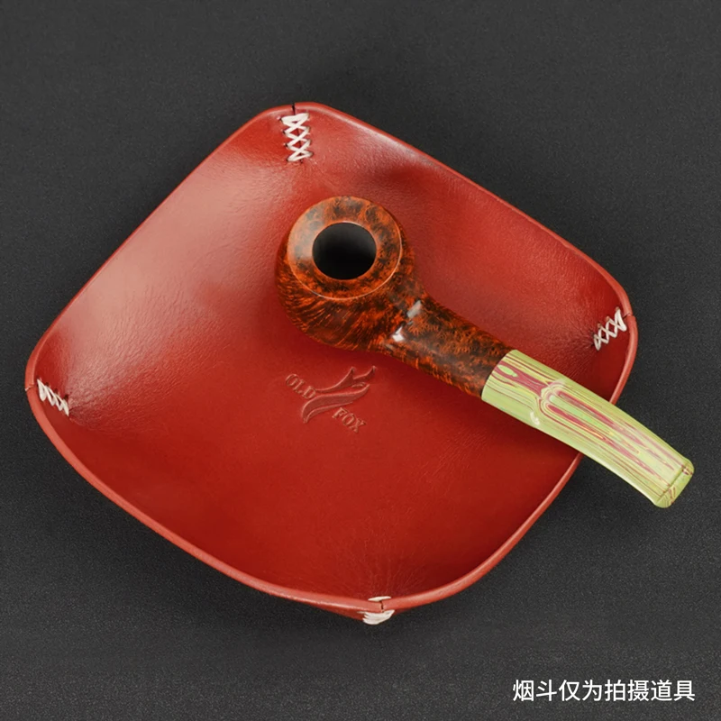 Tree paste leather tray, grass wake tray, retro red, tobacco pipe cigar tray, high-grade leather tray; 150*150*20mm