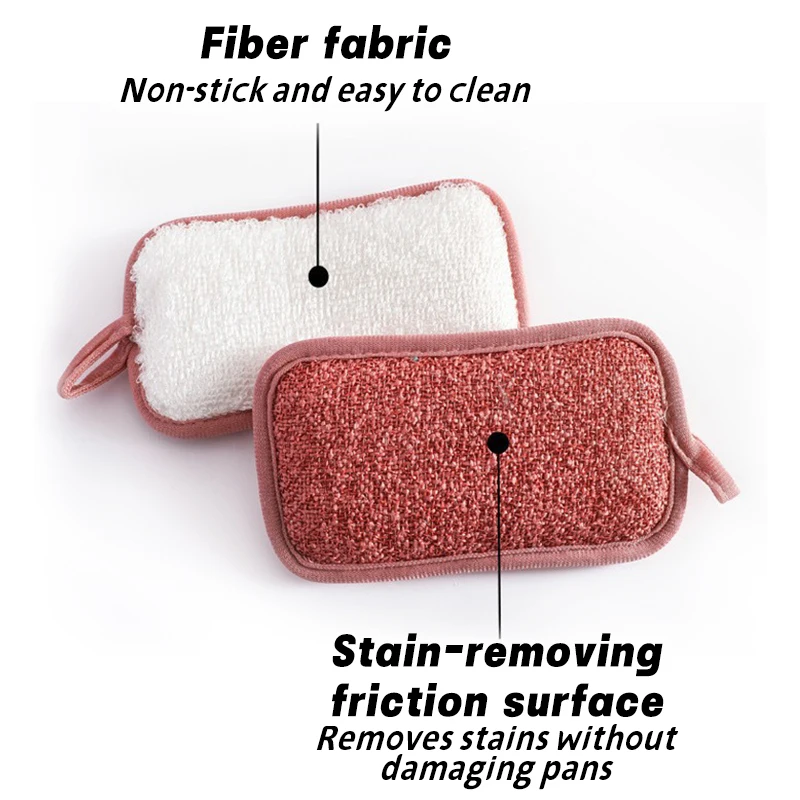 5/1pcs Super Absorbent Microfiber Scrub Sponge Double Sided Magic Sponge for Dishwashing Kitchen Bathroom Cleaning Tools