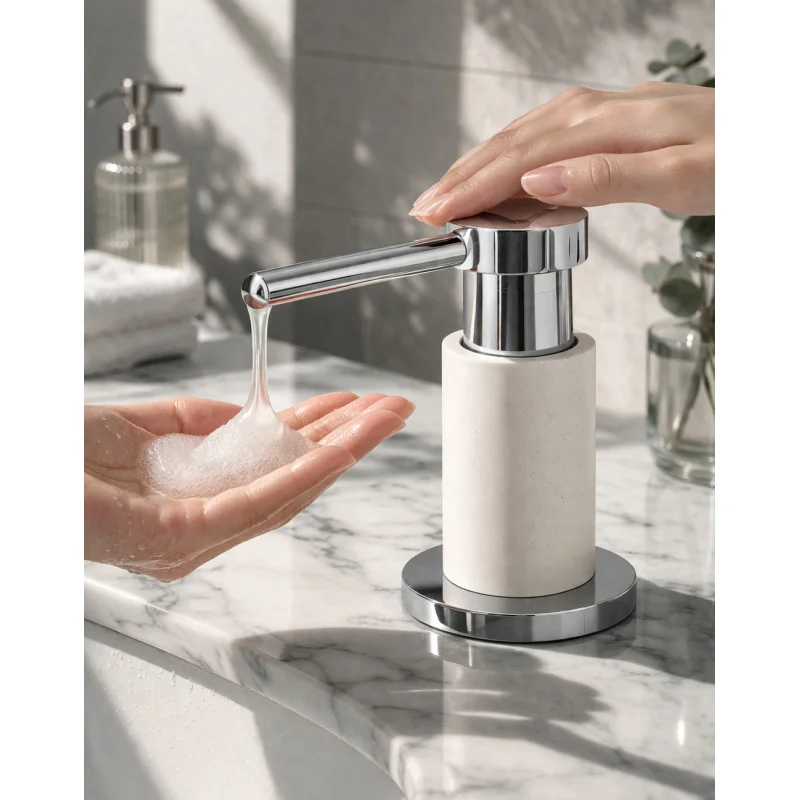 Kitchen Sink Soap Dispenser Solid Copper Heavy Duty Brass Pump Deck Mounted Countertop Liquid Dispenser