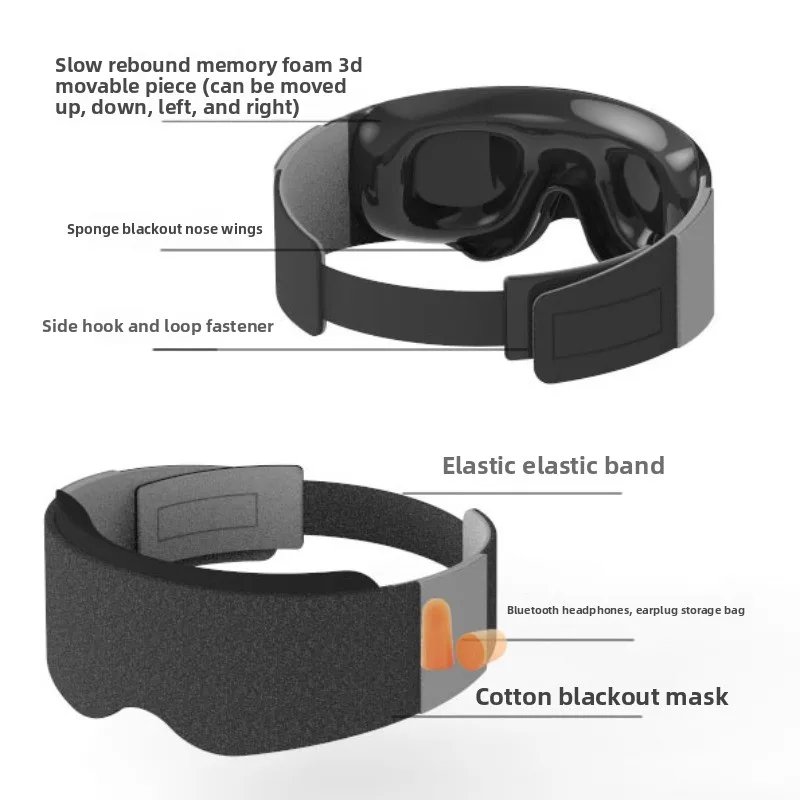 قناع النوم ثلاثي الأبعاد للنساء والرجال قناع عين للنوم غطاء العين أقنعة التعتيم وسادة النوم المرجحة الأسود الغمامة السفر #3