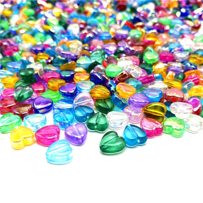 

100pcs/lot 8mm AB Colour Heart Shape Acrylic Beads Loose Spacer Beads for Jewelry Makeing DIY Handmade Bracelet Accessories