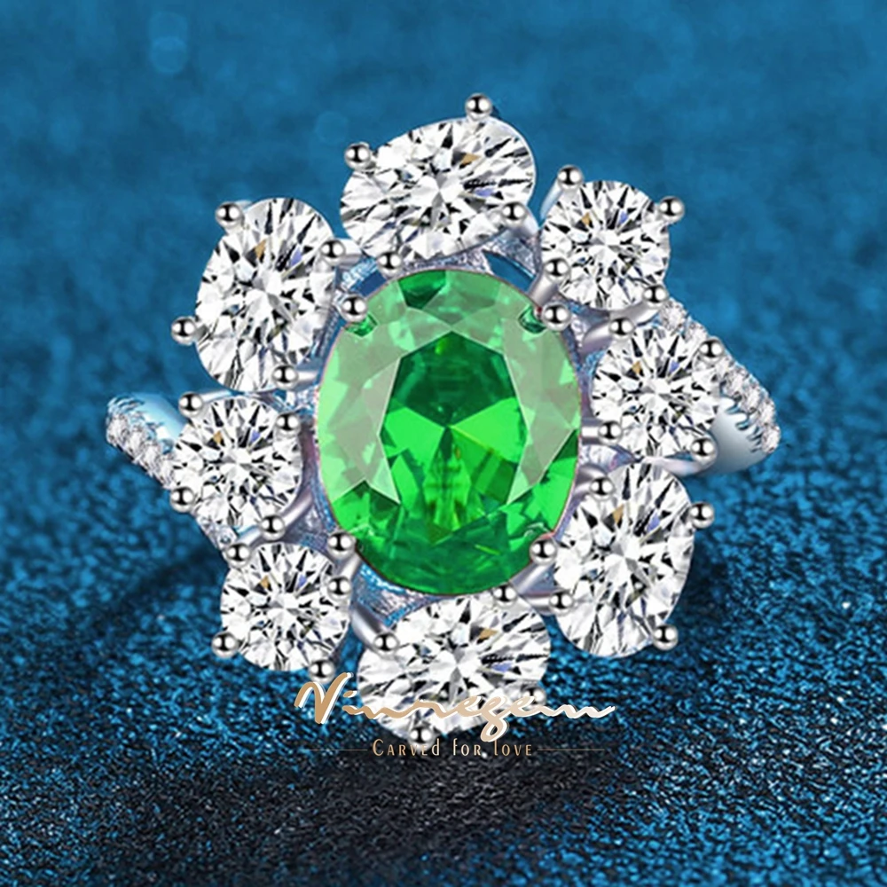 

Vinregem 8*10 мм 4CT овальный лабораторный сапфир изумруд рубин высокоуглеродистый бриллиант драгоценный камень кольцо из стерлингового серебра 925 пробы для женщин ювелирные изделия
